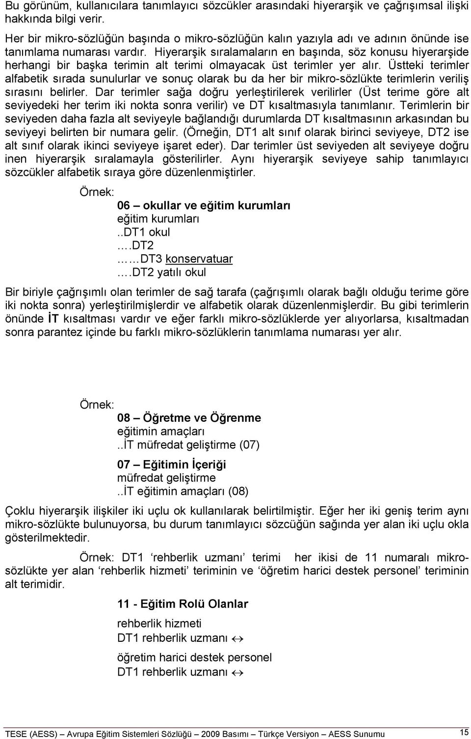 Hiyerarşik sıralamaların en başında, söz konusu hiyerarşide herhangi bir başka terimin alt terimi olmayacak üst terimler yer alır.