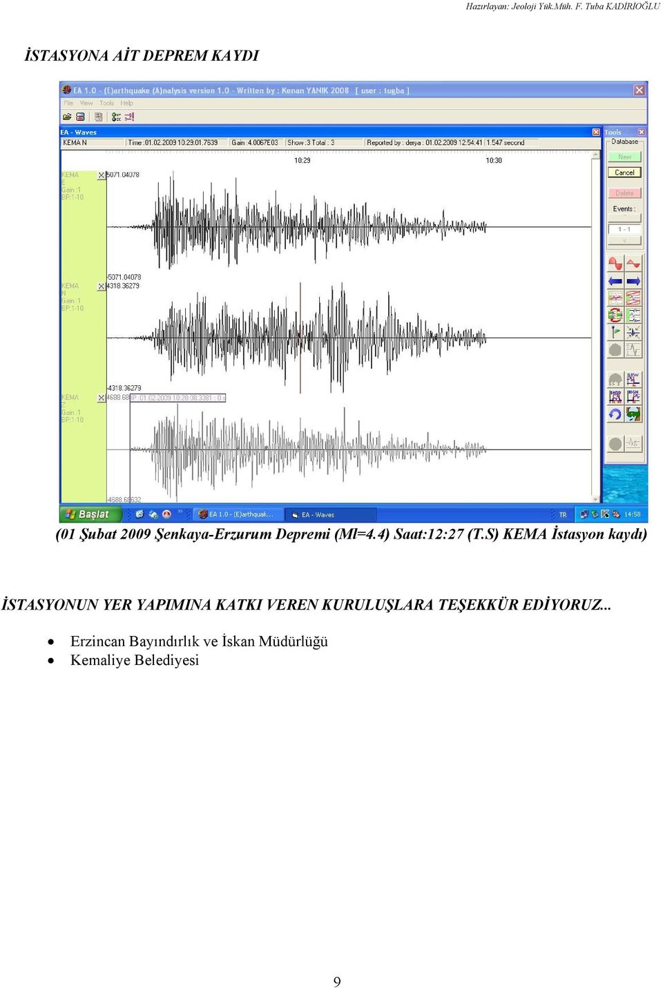 Şenkaya-Erzurum Depremi (Ml=4.4) Saat:12:27 (T.