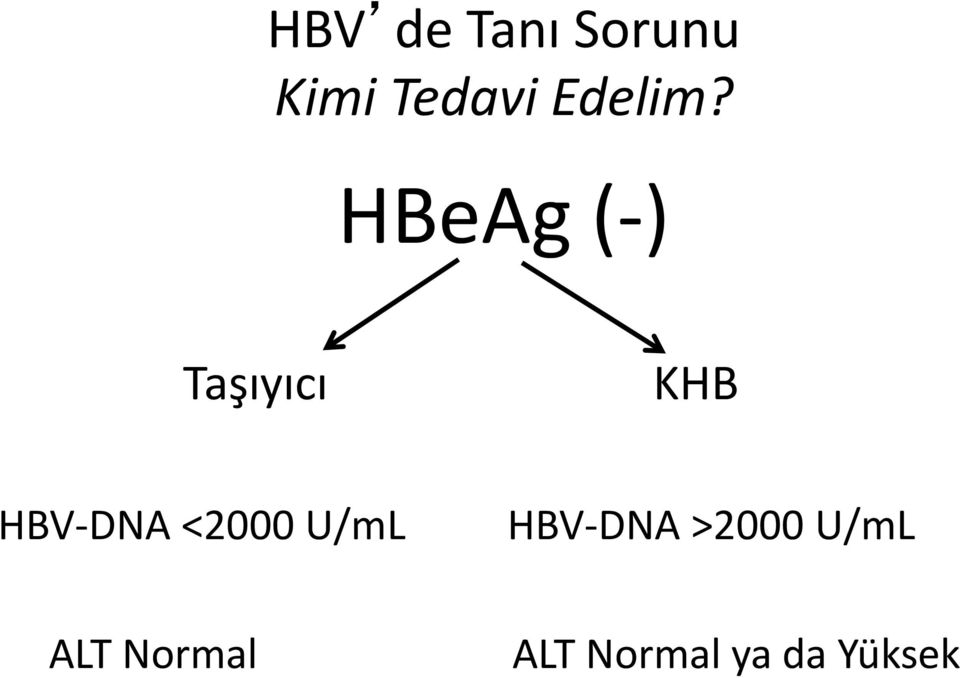 HBeAg ( ) Taşıyıcı KHB HBV DNA