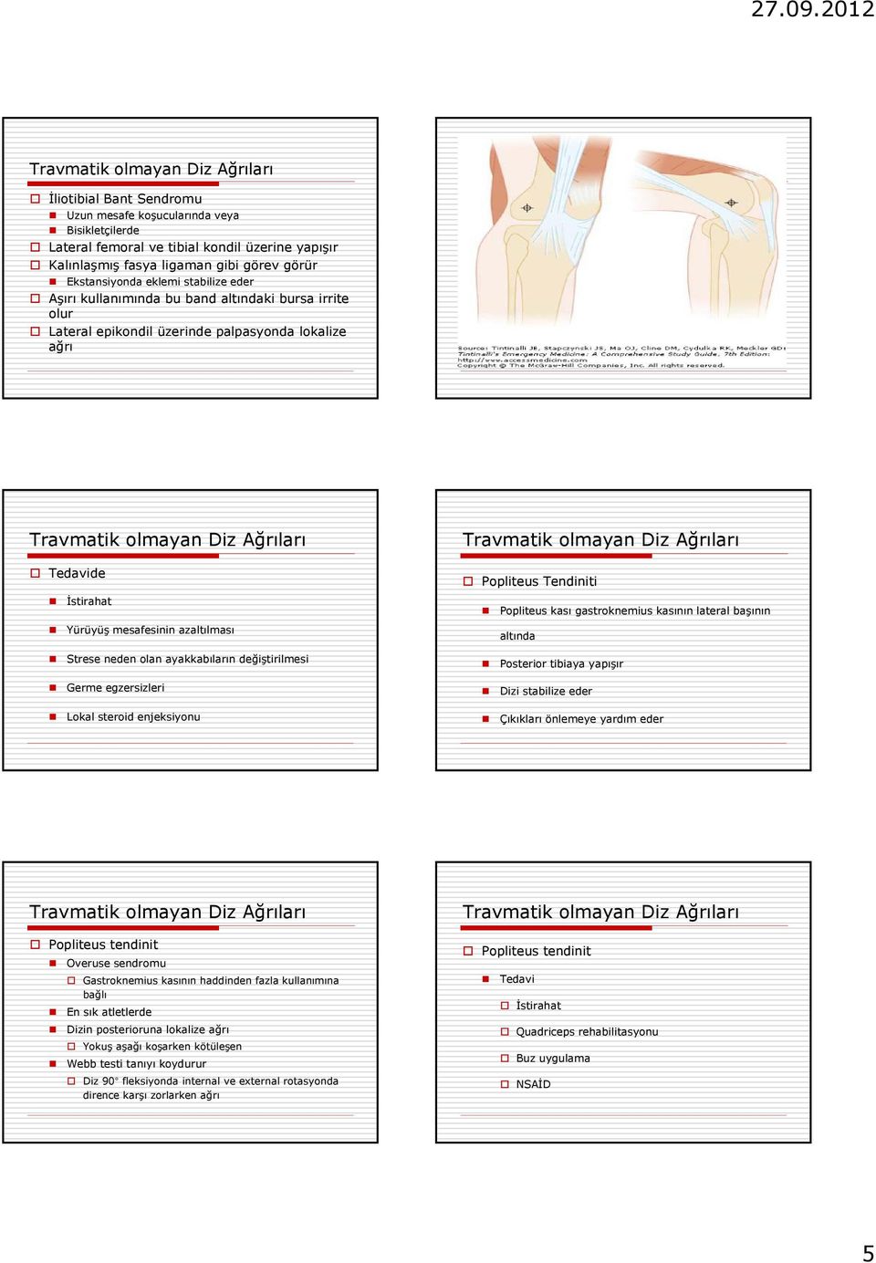 değiştirilmesi Germe egzersizleri Lokal steroid enjeksiyonu Popliteus Tendiniti Popliteus kası gastroknemius kasının lateral başının altında Posterior tibiaya yapışır Dizi stabilize eder Çıkıkları