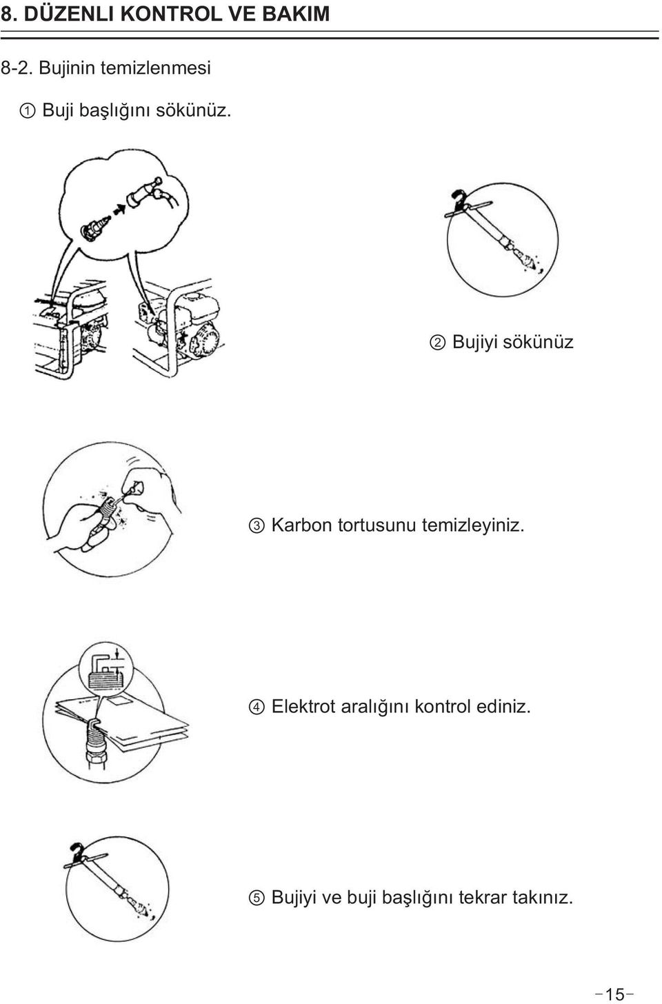 2 Bujiyi sökünüz 3 Karbon tortusunu temizleyiniz.