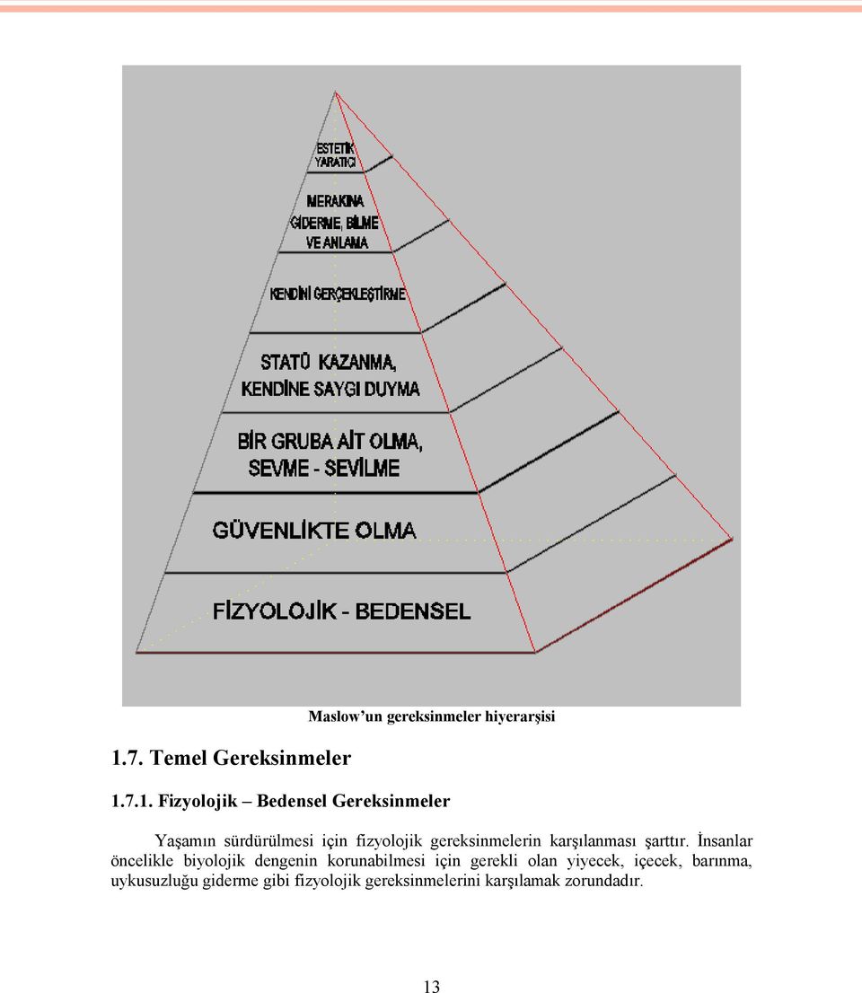 İnsanlar öncelikle biyolojik dengenin korunabilmesi için gerekli olan yiyecek, içecek,