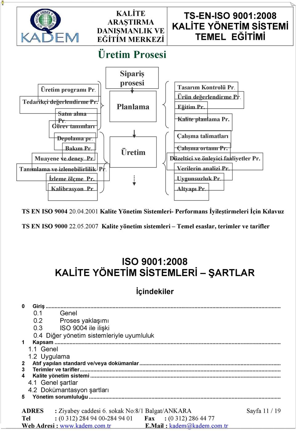 TS EN ISO 9004 20.04.2001 Kali Yönim Sismli- Pfomans İyilşimli İçin Kılavuz TS EN ISO 9000 22.05.
