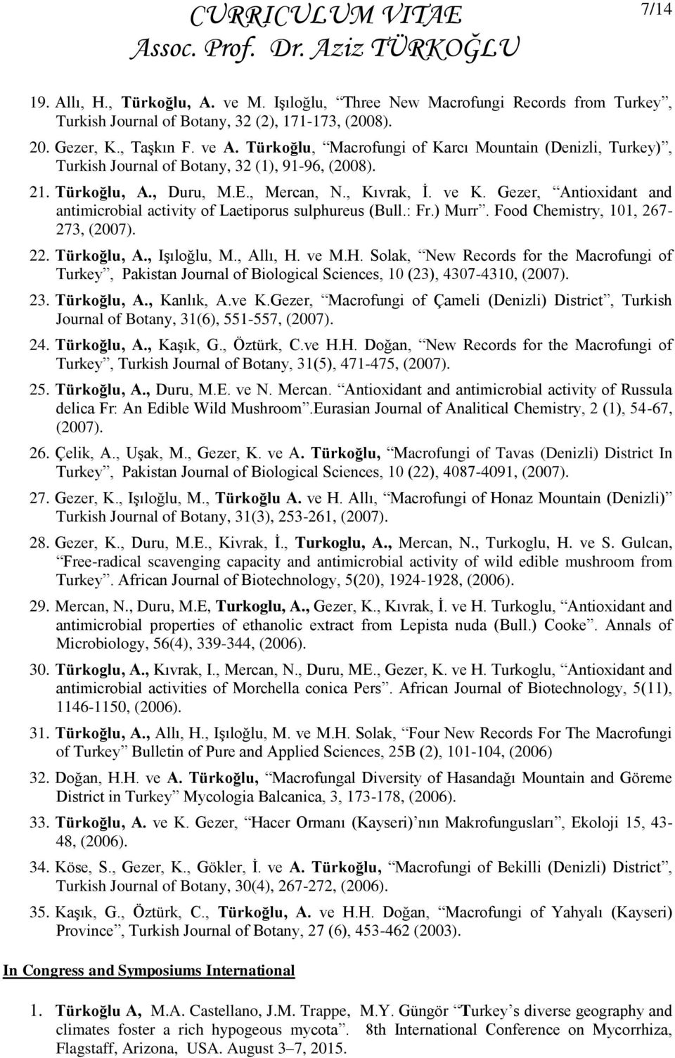 Gezer, Antioxidant and antimicrobial activity of Laetiporus sulphureus (Bull.: Fr.) Murr. Food Chemistry, 101, 267-273, (2007). 22. Türkoğlu, A., Işıloğlu, M., Allı, H.