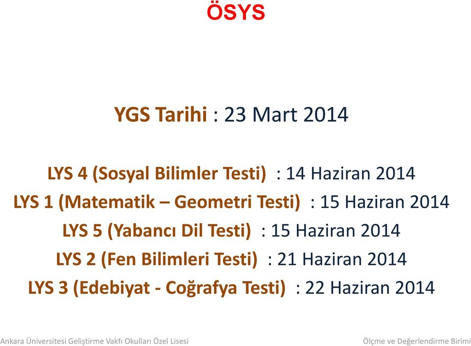 LYS 5 (Yabancı Dil Testi) : 15 Haziran 2014 LYS 2 (Fen Bilimleri