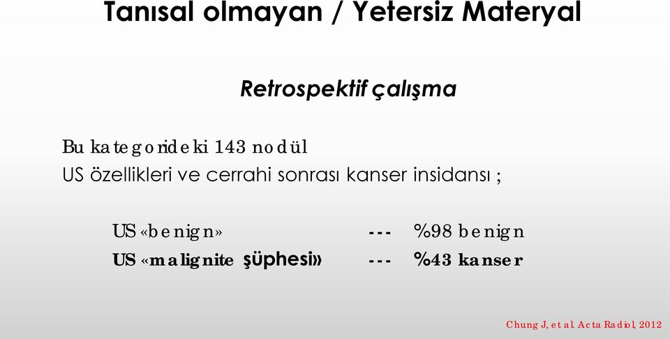 sonrası kanser insidansı ; US «benign» US «malignite