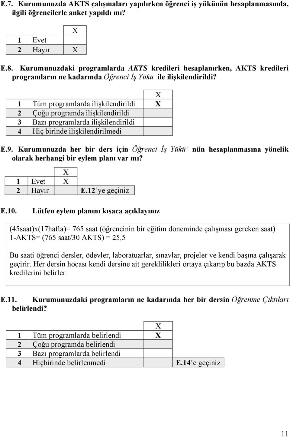 Tüm programlarda ilişkilendirildi Çoğu programda ilişkilendirildi Bazı programlarda ilişkilendirildi Hiç birinde ilişkilendirilmedi E.9.