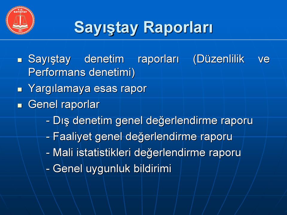 denetim genel değerlendirme raporu - Faaliyet genel değerlendirme