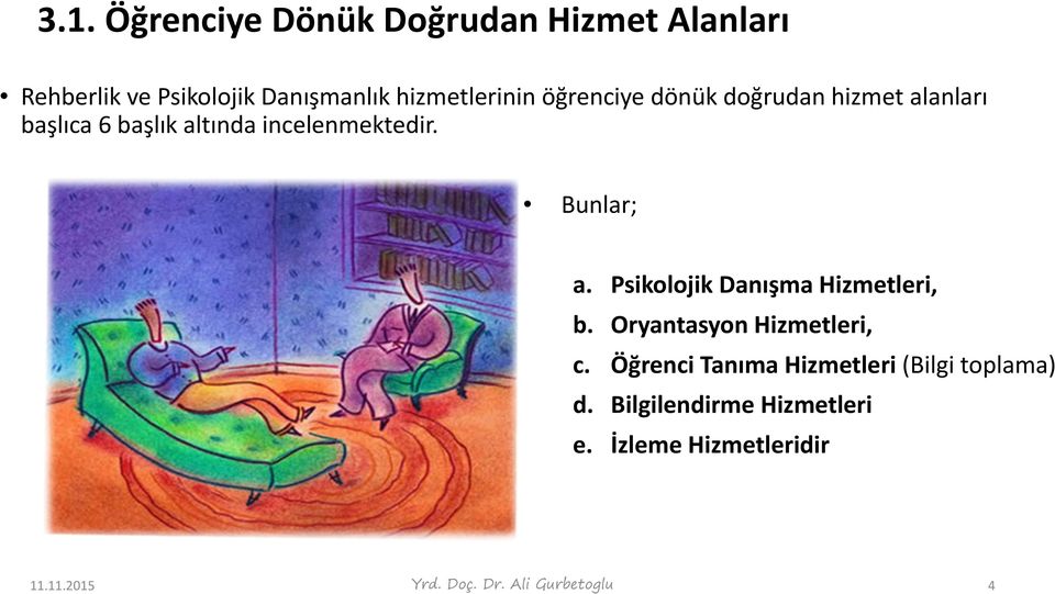 Psikolojik Danışma Hizmetleri, b. Oryantasyon Hizmetleri, c.