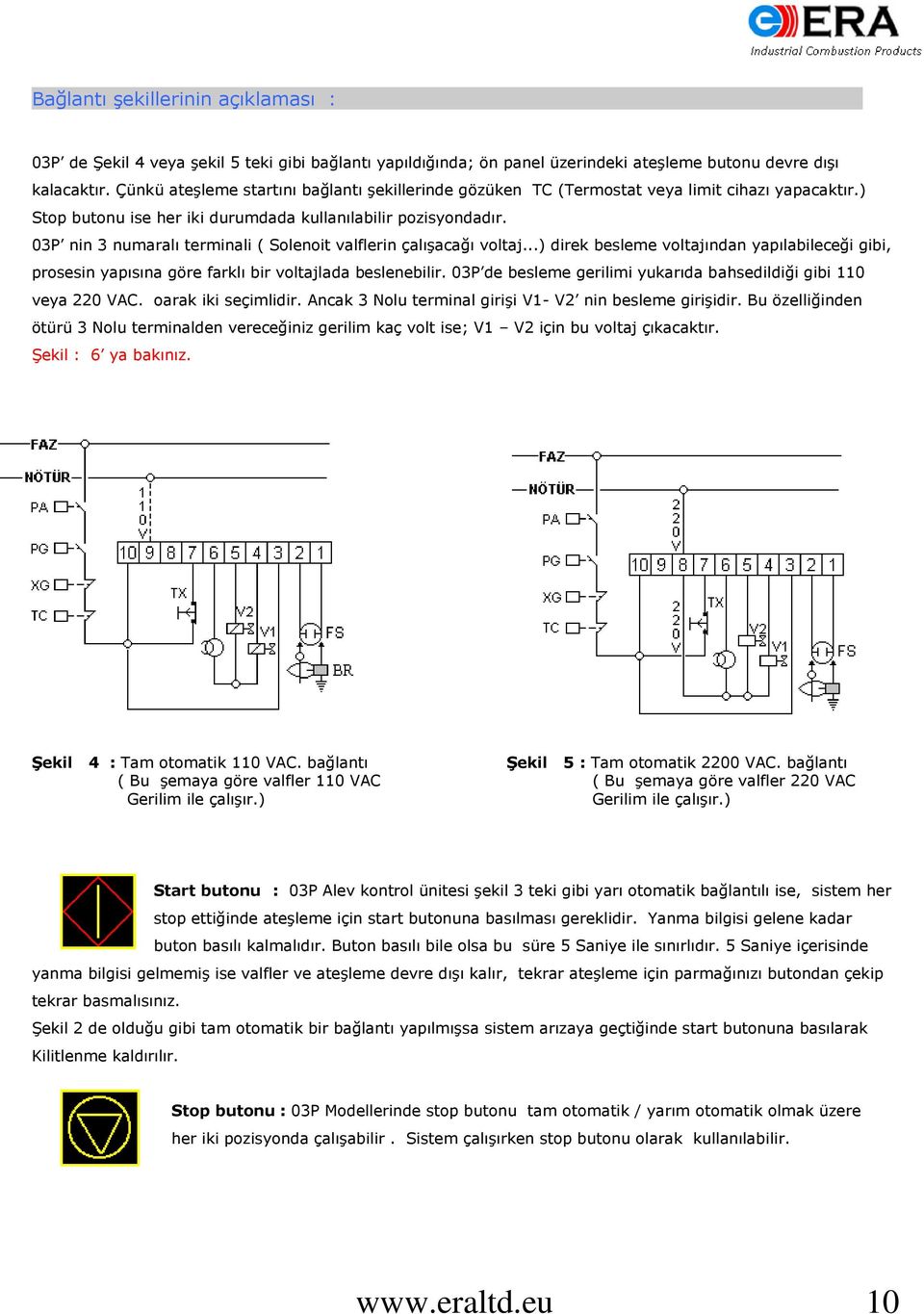 03P nin 3 numaralı terminali ( Solenoit valflerin çalışacağı voltaj...) direk besleme voltajından yapılabileceği gibi, prosesin yapısına göre farklı bir voltajlada beslenebilir.