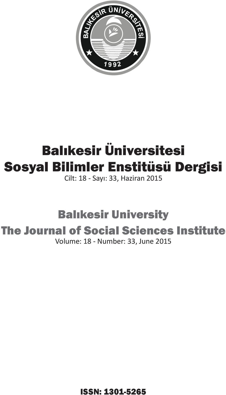 Balıkesir University The Journal of Social