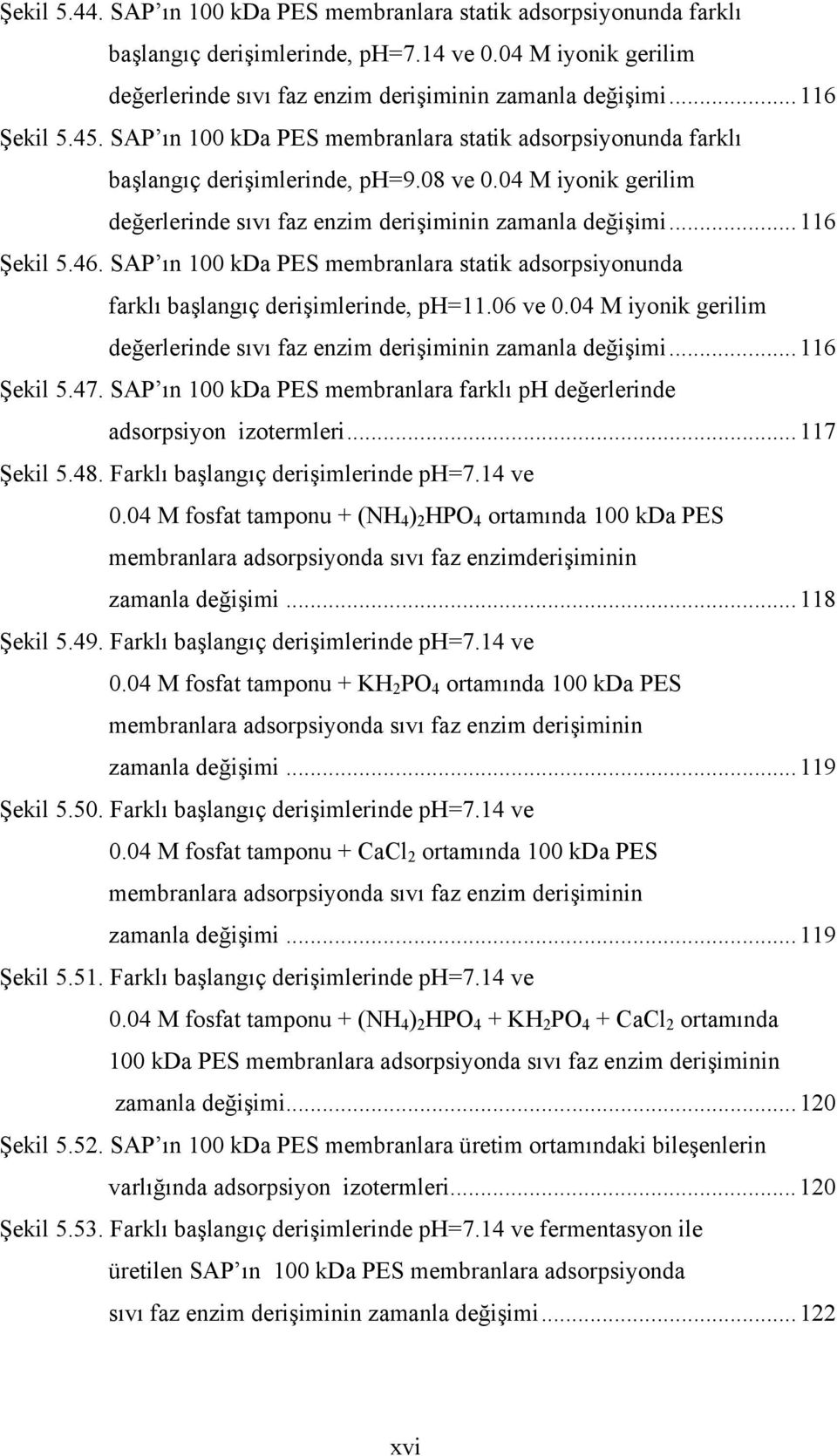 ..116 Şekil 5.46. SAP ın 100 kda PES membranlara statik adsorpsiyonunda farklı başlangıç derişimlerinde, ph=11.06 ve 0.04 M iyonik gerilim değerlerinde sıvı faz enzim derişiminin zamanla değişimi.