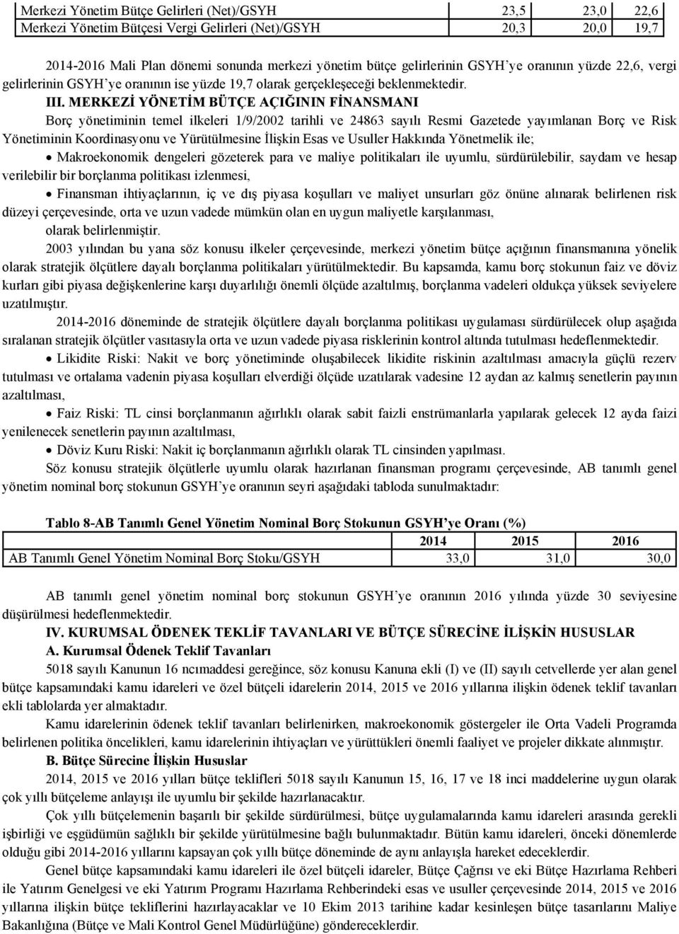 MERKEZİ YÖNETİM BÜTÇE AÇIĞININ FİNANSMANI Borç yönetiminin temel ilkeleri 1/9/2002 tarihli ve 24863 sayılı Resmi Gazetede yayımlanan Borç ve Risk Yönetiminin Koordinasyonu ve Yürütülmesine İlişkin