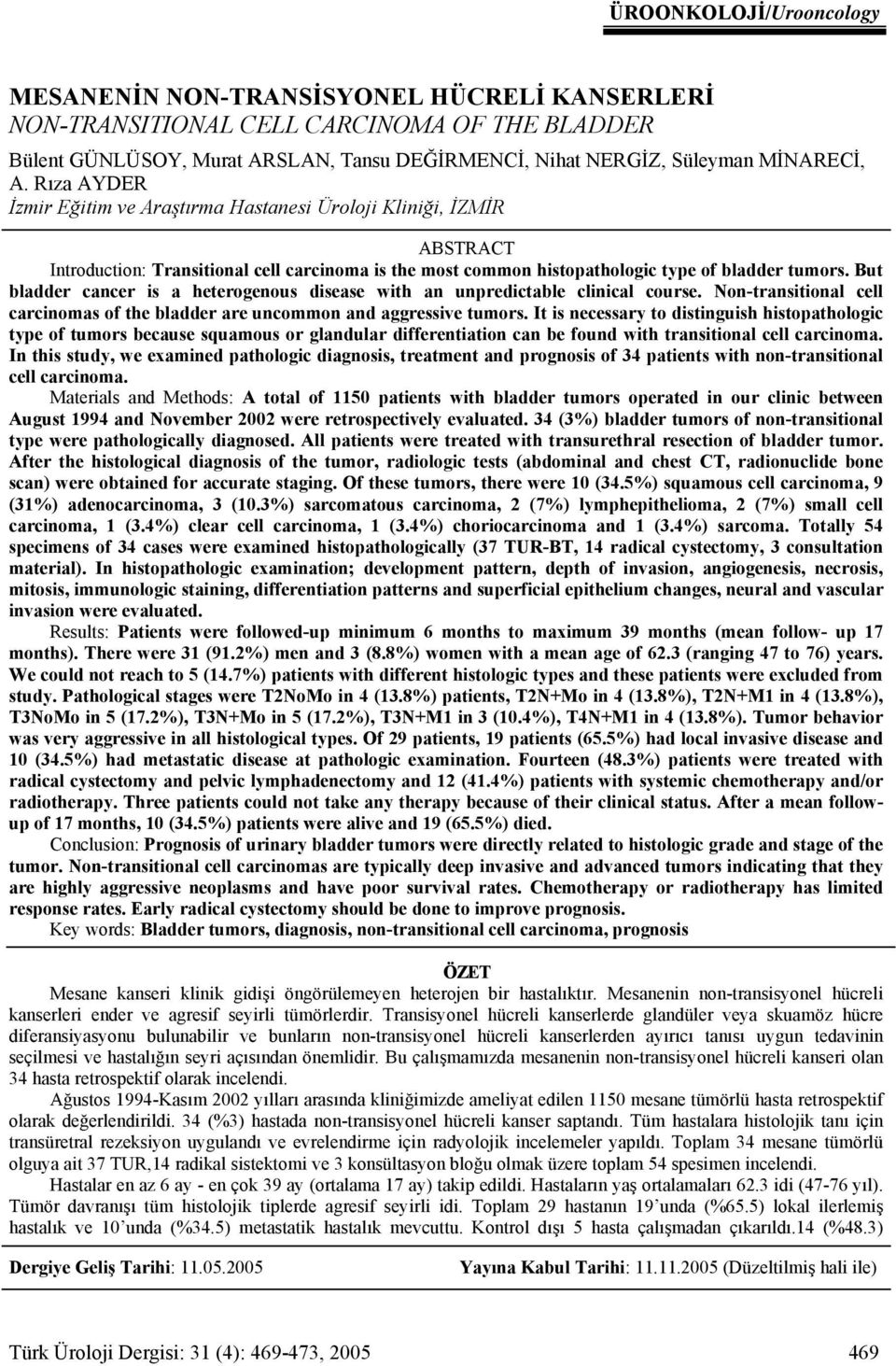 But bladder cancer is a heterogenous disease with an unpredictable clinical course. Non-transitional cell carcinomas of the bladder are uncommon and aggressive tumors.