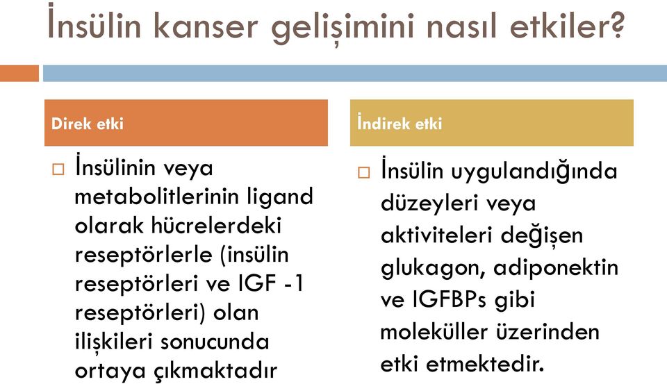 (insülin reseptörleri ve IGF -1 reseptörleri) olan ilişkileri sonucunda ortaya çıkmaktadır