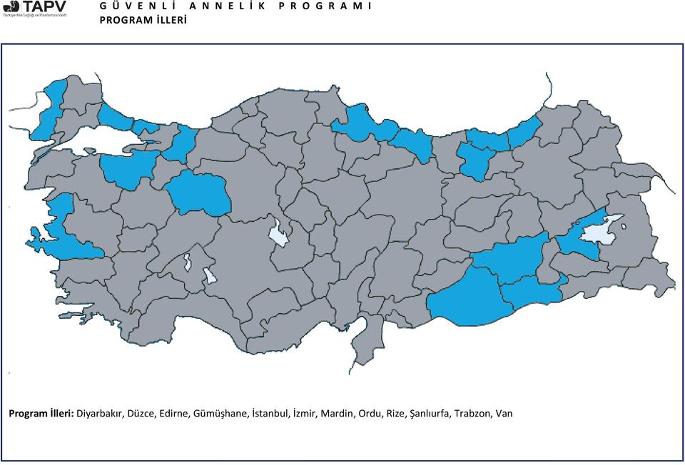 Düzce, Edirne, Gümüşhane, İstanbul, İzmir,