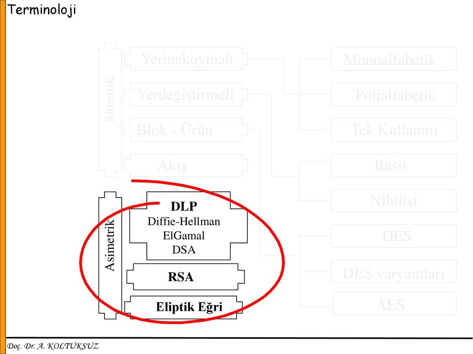 Diffie-Hellman ElGamal DSA RSA Eliptik Eğri