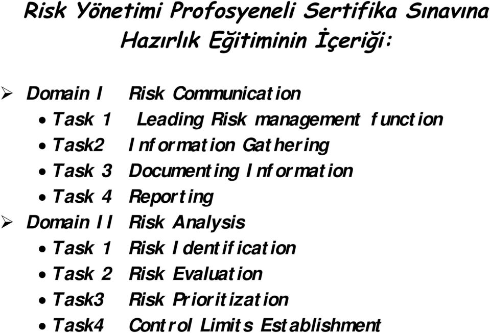Documenting Information Task 4 Reporting Domain II Risk Analysis Task 1 Risk