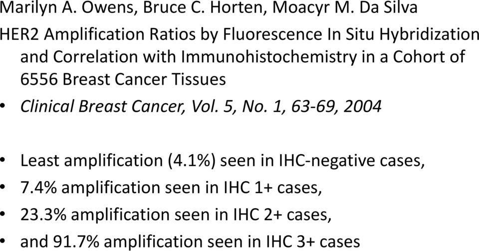 Immunohistochemistry in a Cohort of 6556 Breast Cancer Tissues Clinical Breast Cancer, Vol. 5, No.