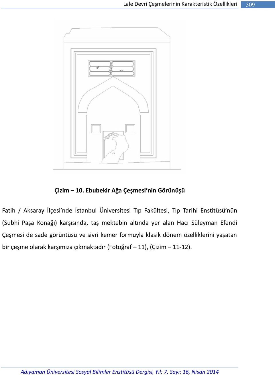 Tarihi Enstitüsü nün (Subhi Paşa Konağı) karşısında, taş mektebin altında yer alan Hacı Süleyman Efendi