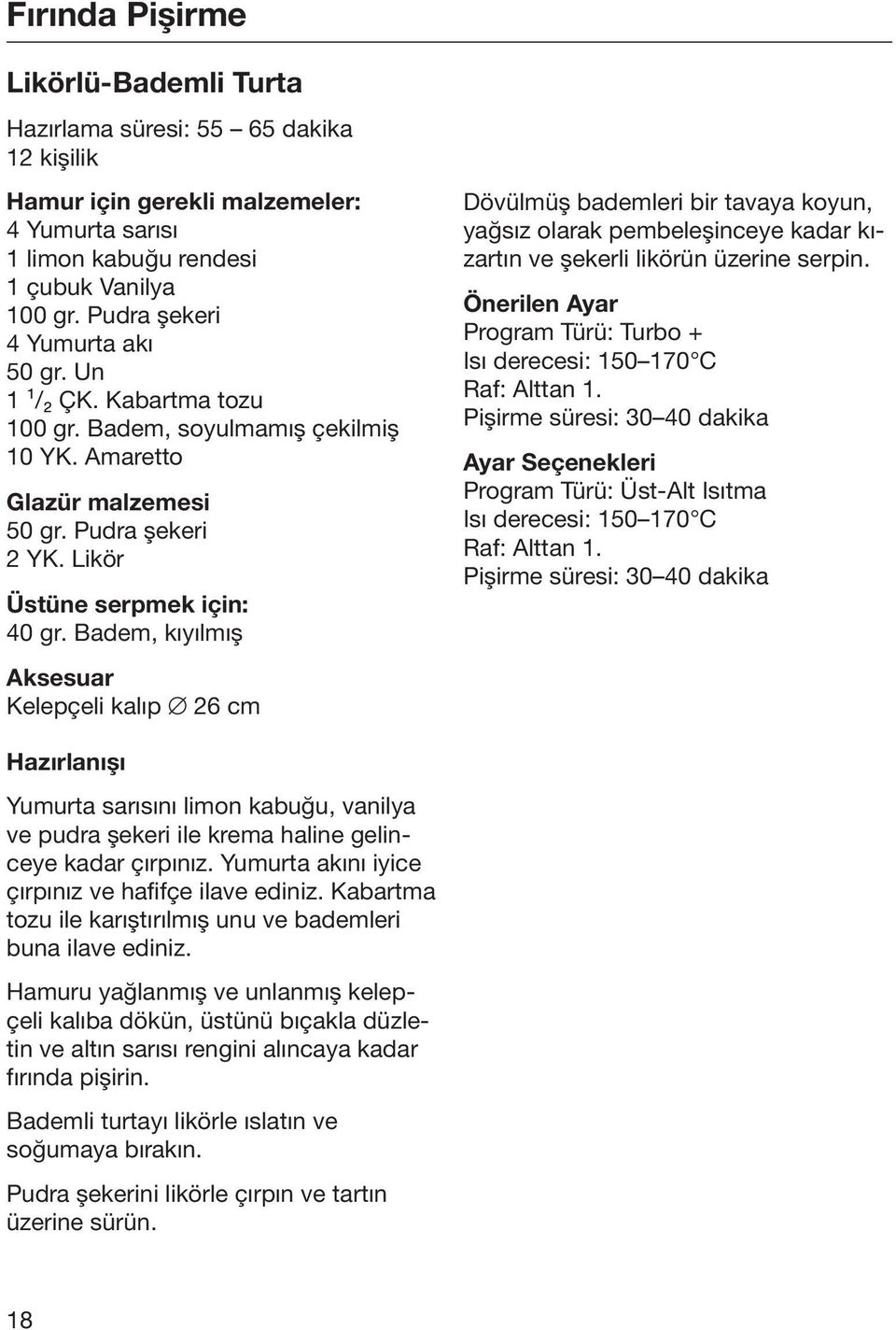 Badem, kıyılmış Kelepçeli kalıp 26 cm Dövülmüş bademleri bir tavaya koyun, yağsız olarak pembeleşinceye kadar kızartın ve şekerli likörün üzerine serpin.