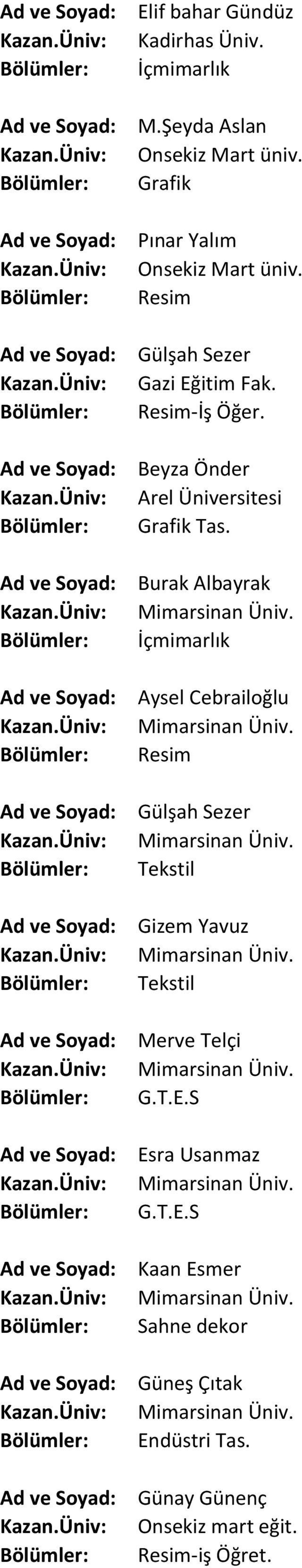 Beyza Önder Arel Üniversitesi Grafik Tas.