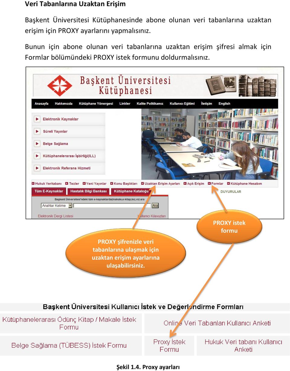 Bunun için abone olunan veri tabanlarına uzaktan erişim şifresi almak için Formlar bölümündeki PROXY