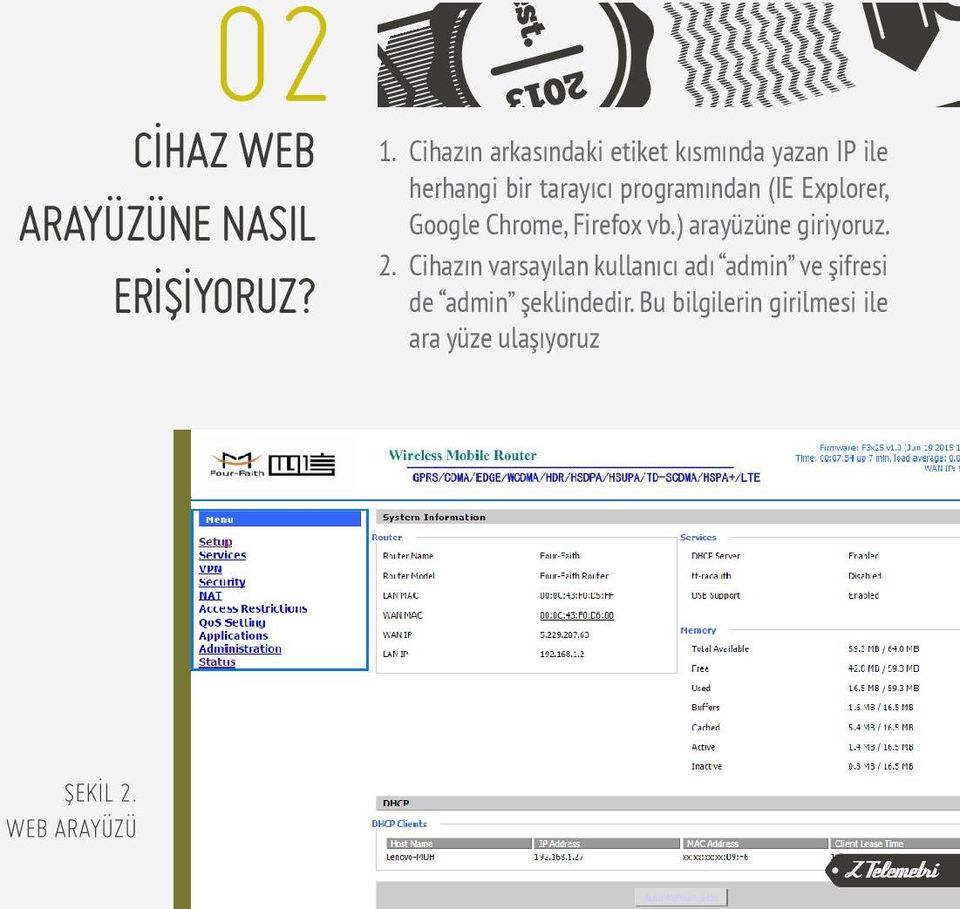 (IE Explorer, Google Chrome, Firefox vb.) arayüzüne giriyoruz. 2.