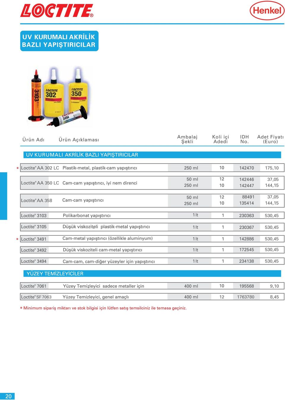 Minimum sipariş miktarı ve stok bilgisi için lütfen