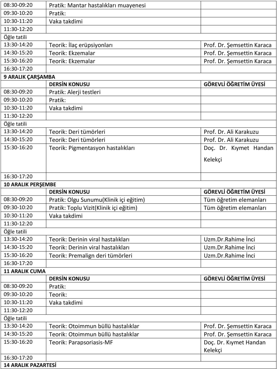 Ali Karakuzu 14:30-15:20 Teorik: Deri tümörleri Prof. Dr.