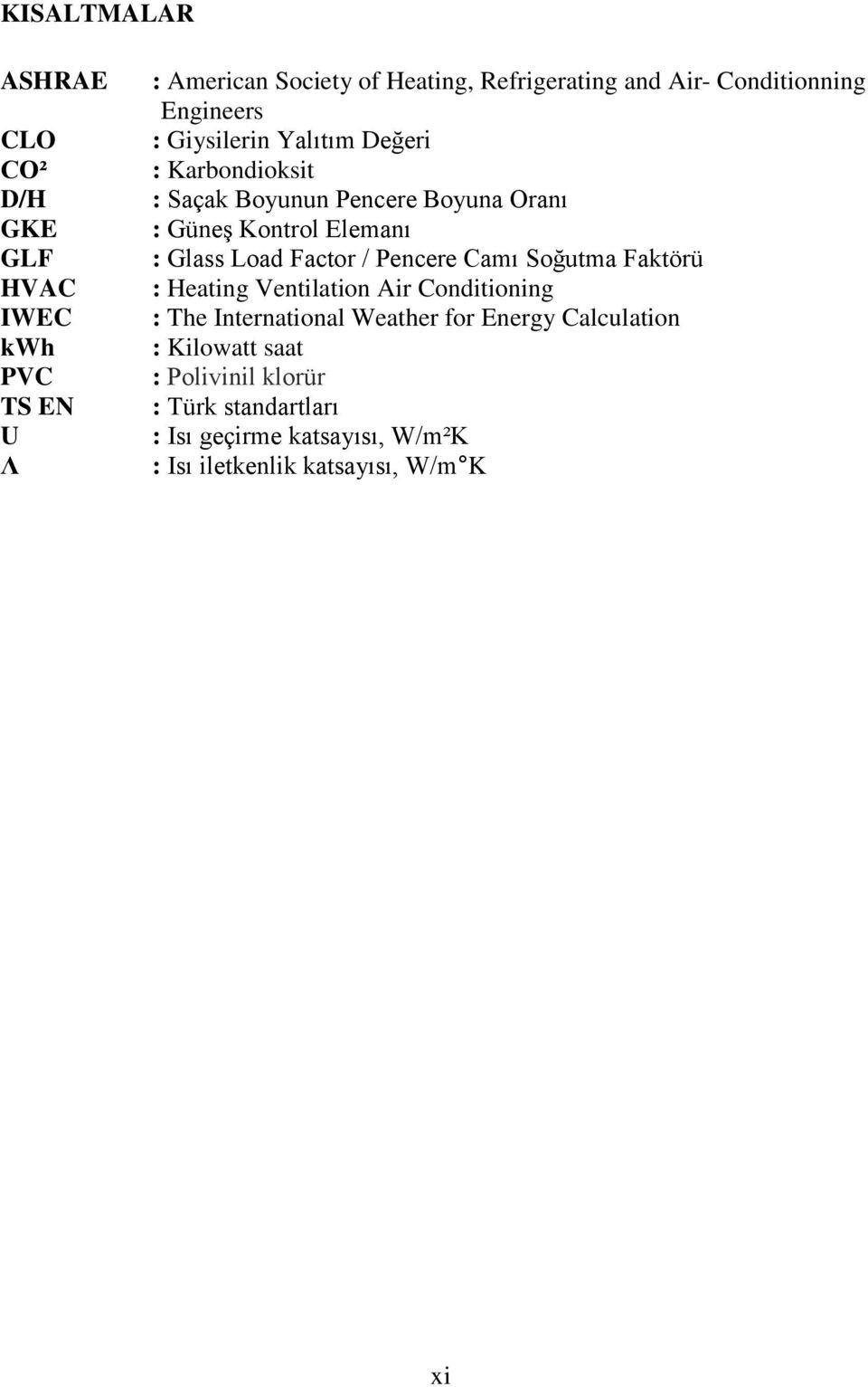 Soğutma Faktörü HVAC : Heating Ventilation Air Conditioning IWEC : The International Weather for Energy Calculation kwh :