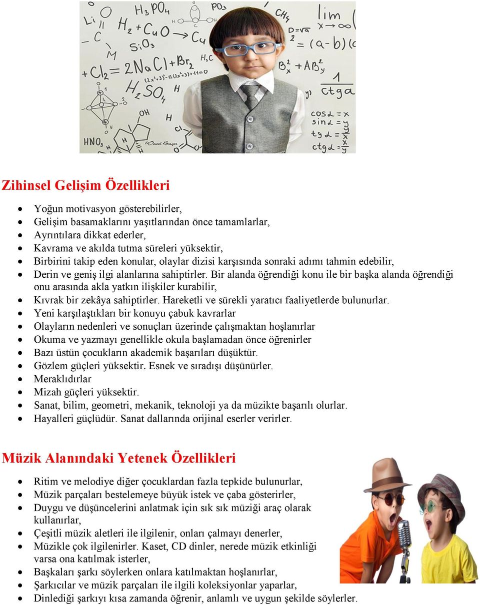 Bir alanda öğrendiği konu ile bir başka alanda öğrendiği onu arasında akla yatkın ilişkiler kurabilir, Kıvrak bir zekâya sahiptirler. Hareketli ve sürekli yaratıcı faaliyetlerde bulunurlar.