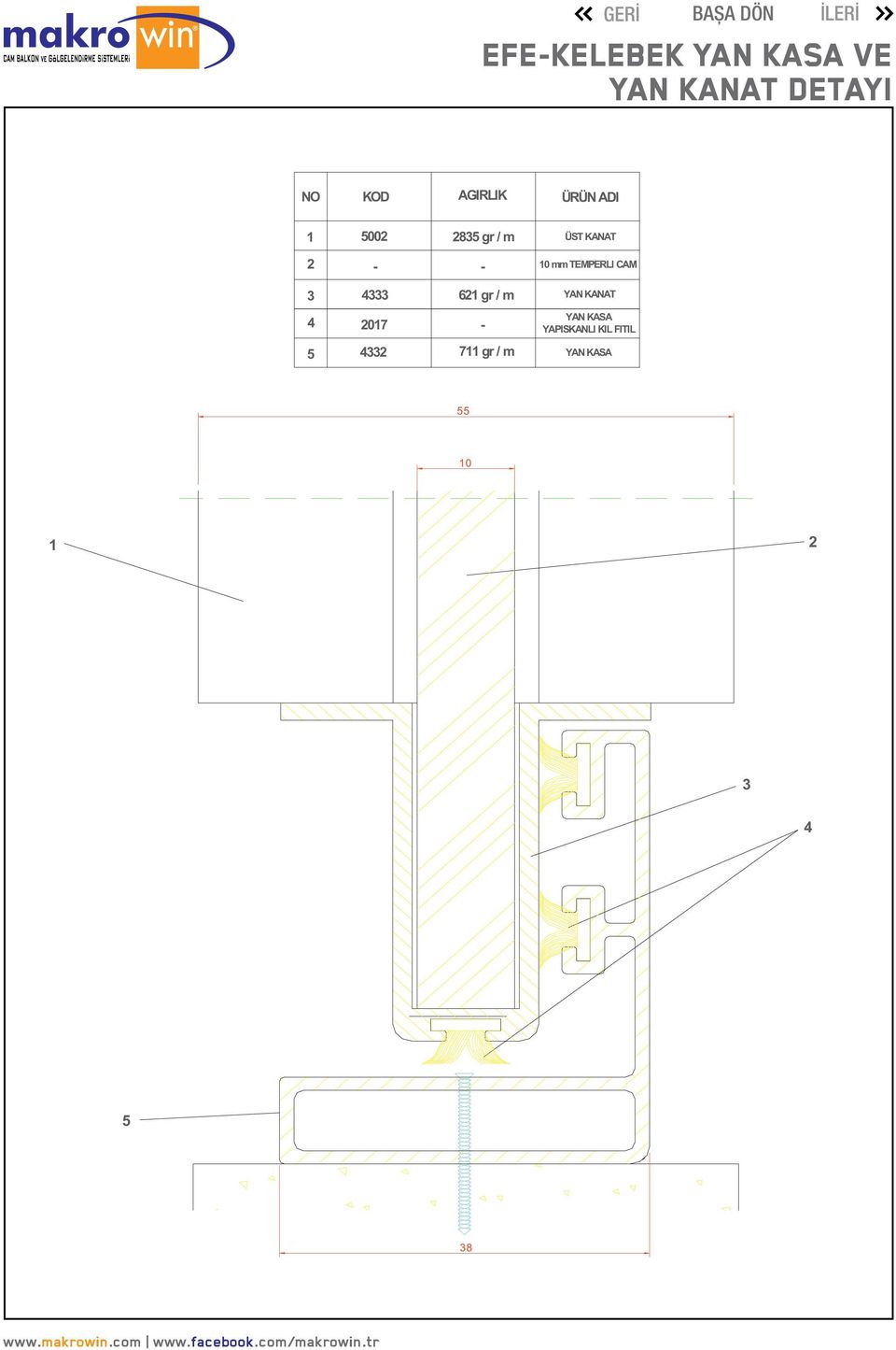 AGIRLIK 00 gr / m ÜST KANAT 0mmTEMPERLI CAM gr / m