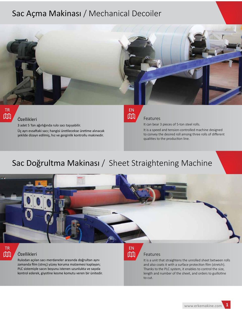 It is a speed and tension-controlled machine designed to convey the desired roll among three rolls of different qualities to the production line.
