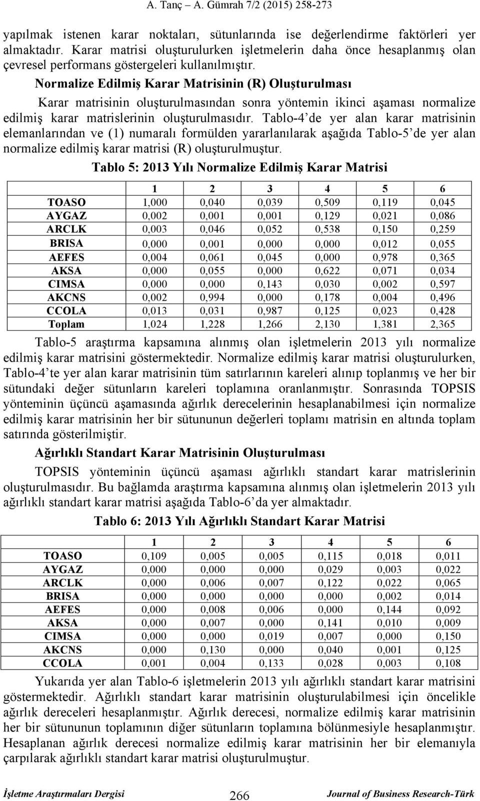 Normalize Edilmiş Karar Matrisinin (R) Oluşturulması Karar matrisinin oluşturulmasından sonra yöntemin ikinci aşaması normalize edilmiş karar matrislerinin oluşturulmasıdır.