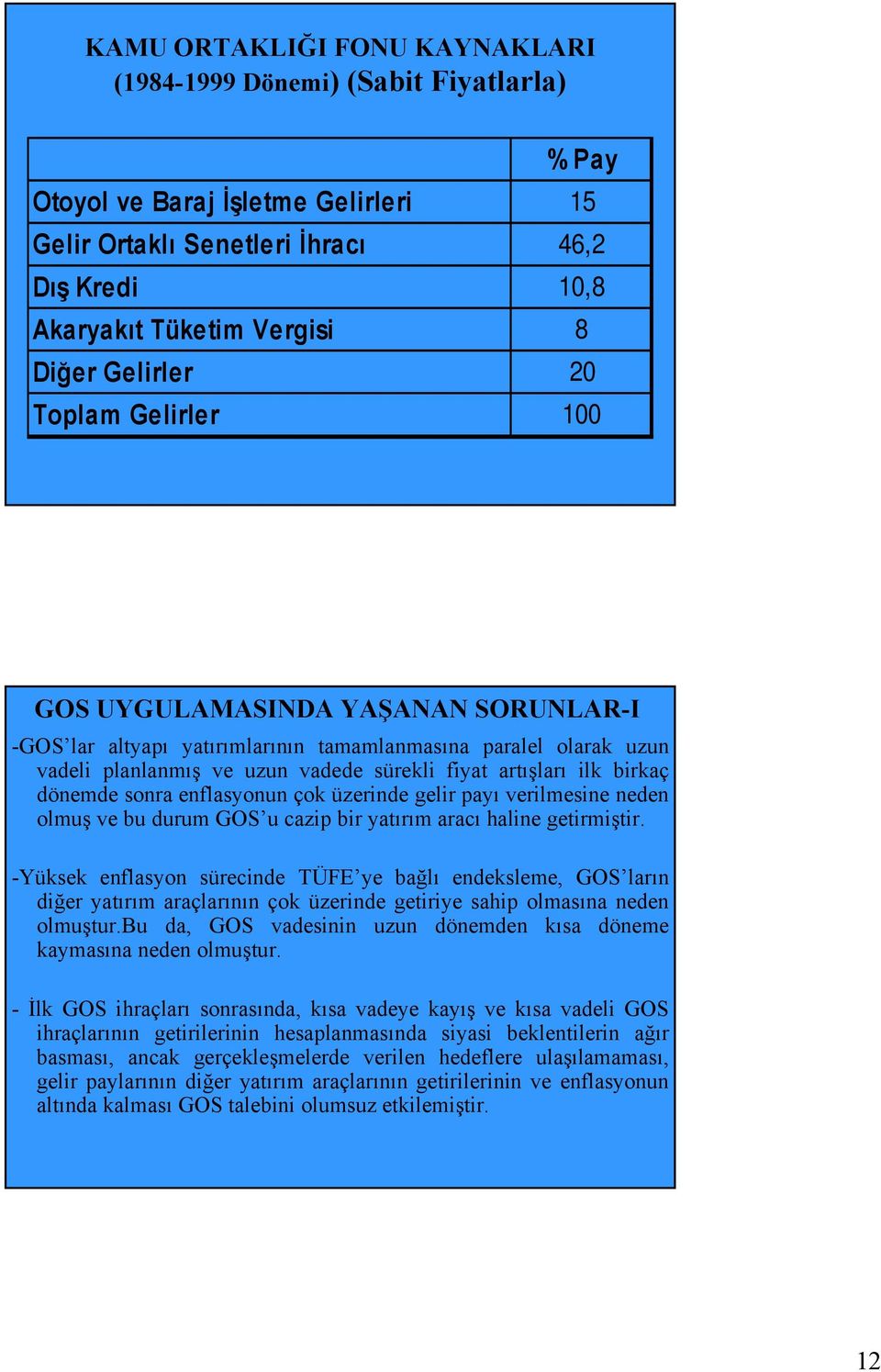 birkaç dönemde sonra enflasyonun çok üzerinde gelir payı verilmesine neden olmuş ve bu durum GOS u cazip bir yatırım aracı haline getirmiştir.