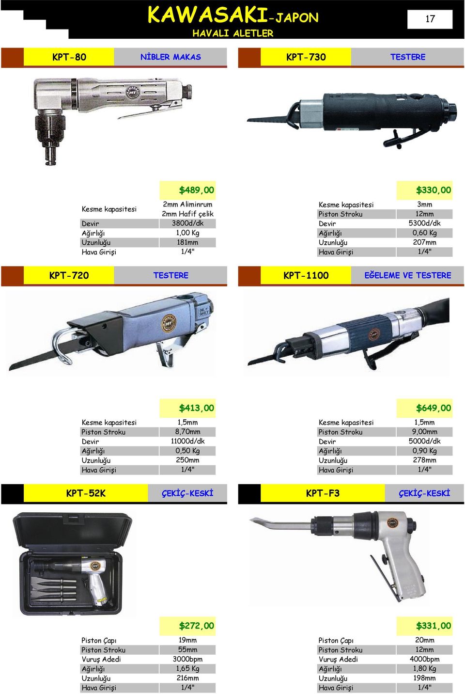 $649,00 Kesme kapasitesi 1,5mm 8,70mm 11000d/dk 0,50 Kg 250mm Kesme kapasitesi 1,5mm 9,00mm 5000d/dk 0,90 Kg 278mm