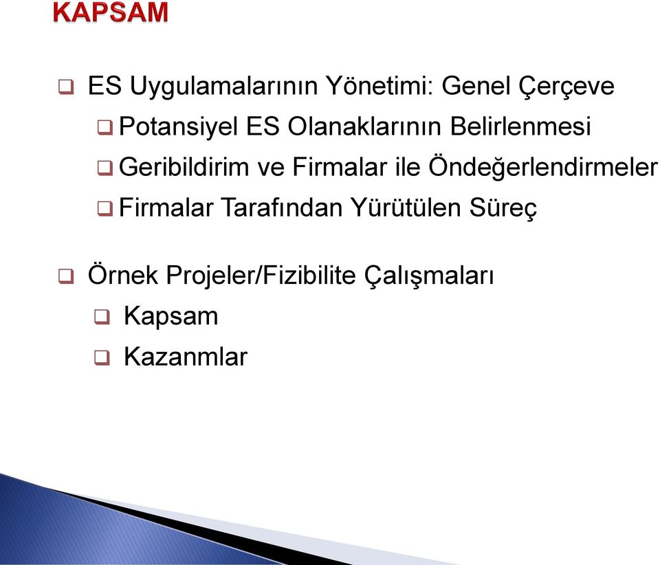 ile Öndeğerlendirmeler Firmalar Tarafından Yürütülen