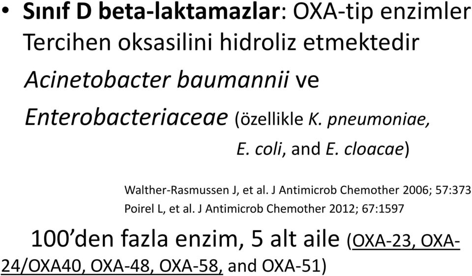 cloacae) Walther-Rasmussen J, et al. J Antimicrob Chemother 2006; 57:373 Poirel L, et al.