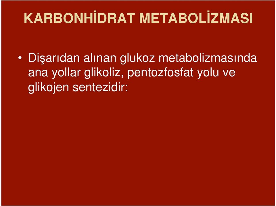 metabolizmasında ana yollar