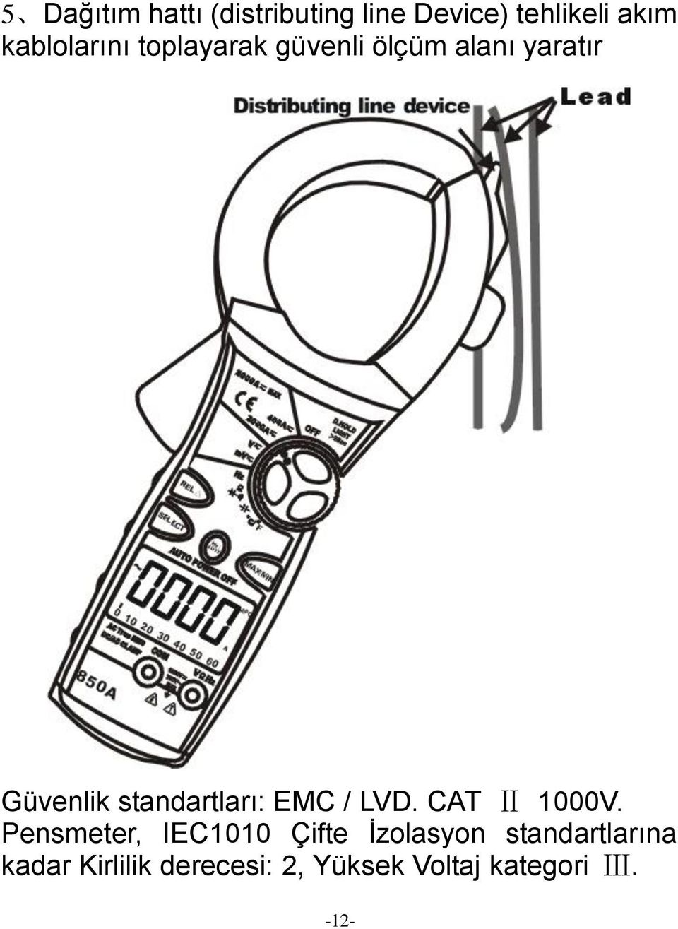 standartları: EMC / LVD. CAT Ⅱ 1000V.