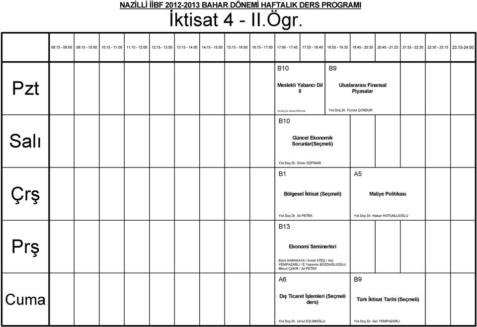 ktisat (Seçmeli) A5 Maliye Politikas# Yrd.Doç.Dr. Ali PETEK Yrd.Doç.Dr. Hakan HOTUNLUO#LU B13 Ekonomi Seminerleri Etem KARAKAYA / $smet ATE& / Asl!