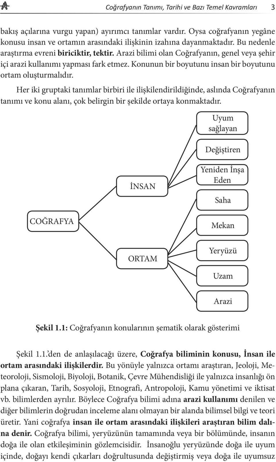 Her iki gruptaki tanımlar birbiri ile ilişkilendirildiğinde, aslında Coğrafyanın tanımı ve konu alanı, çok belirgin bir şekilde ortaya konmaktadır.