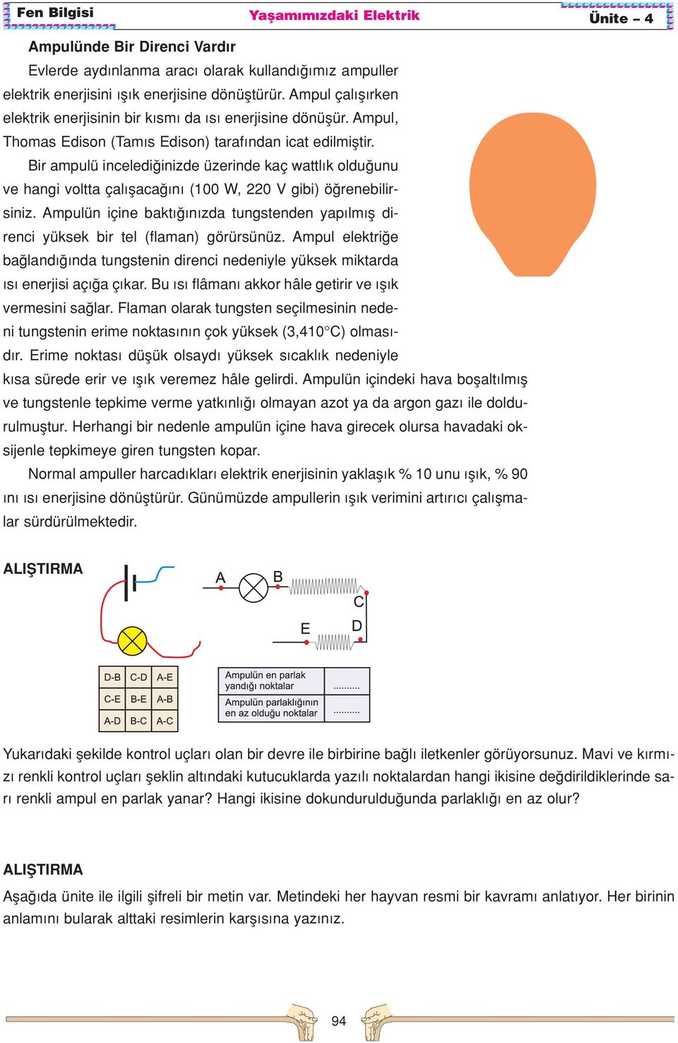 Bir ampulü inceledi inizde üzerinde kaç wattl k oldu unu ve hangi voltta çal flaca n (100 W, 220 V gibi) ö renebilirsiniz.