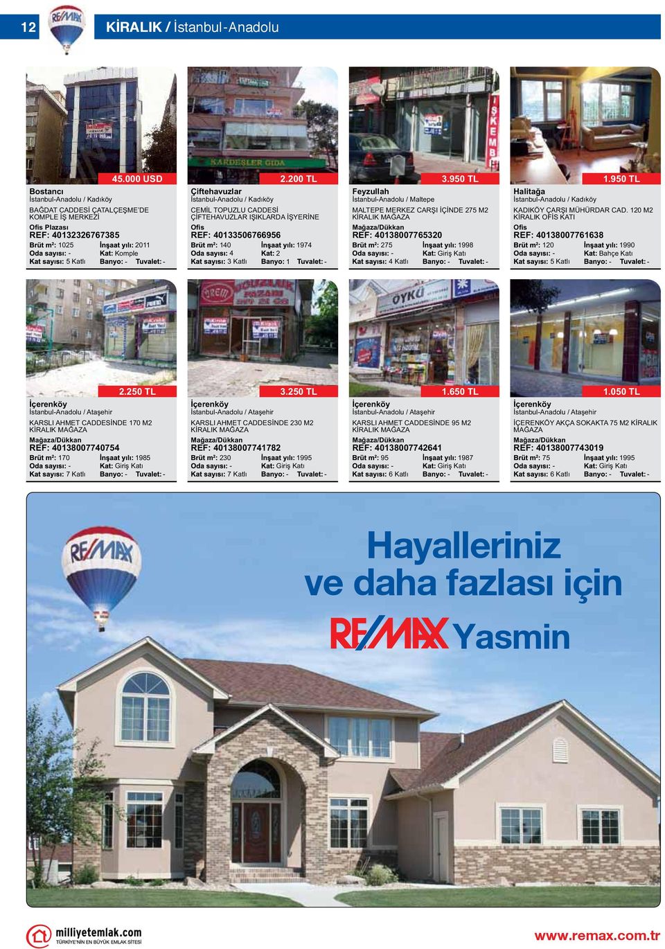 00676696 0 Katlı.00 TL 97 Feyzullah İstanbulAnadolu / Maltepe.90 TL MALTEPE MERKEZ CARŞI İÇİNDE 7 M KİRALIK MAĞAZA REF: 08007760 7 998 Katlı Halitağa İstanbulAnadolu / Kadıköy.