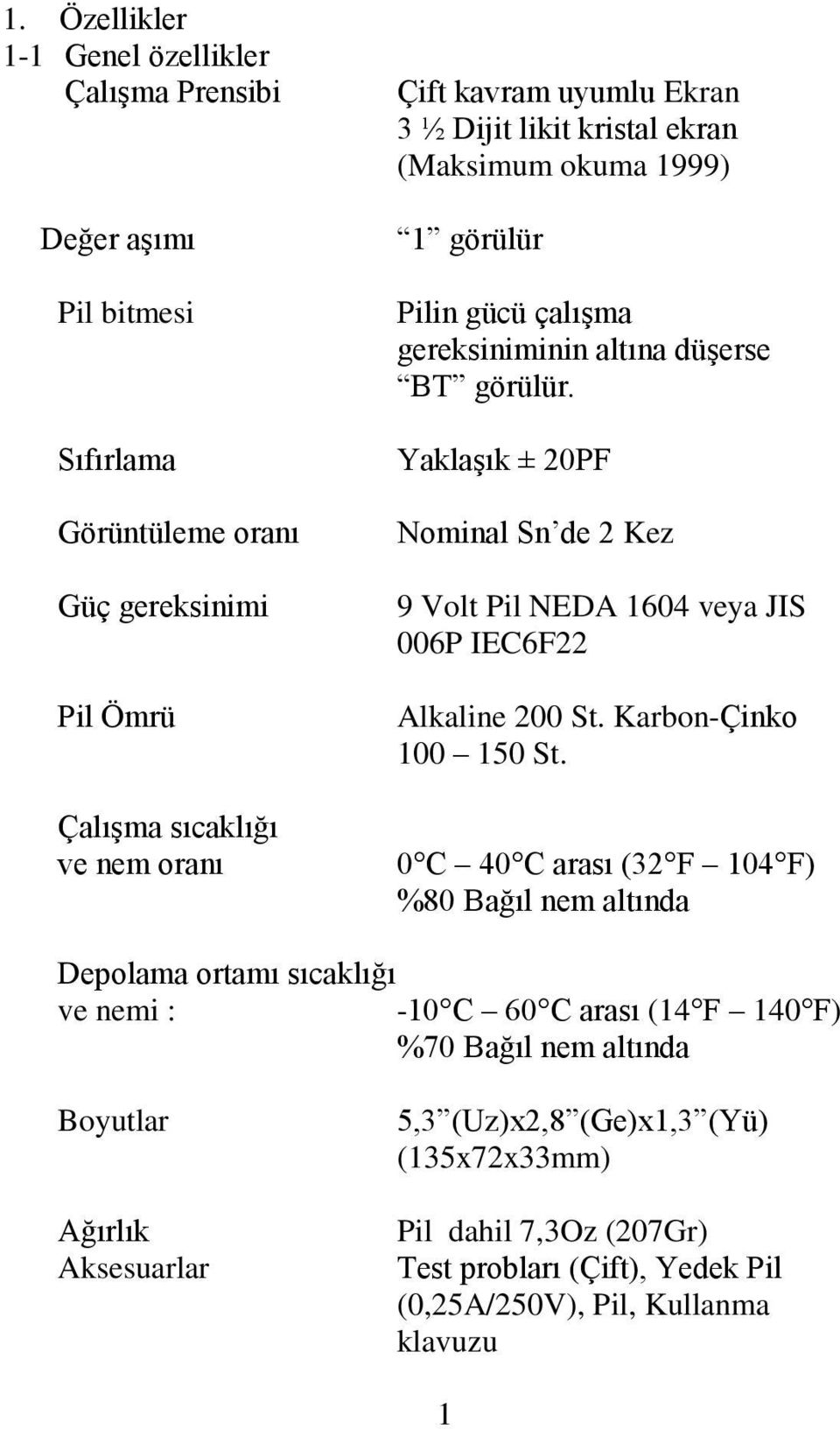 Yaklaşık ± 20PF Nominal Sn de 2 Kez 9 Volt Pil NEDA 1604 veya JIS 006P IEC6F22 Alkaline 200 St. Karbon-Çinko 100 150 St.