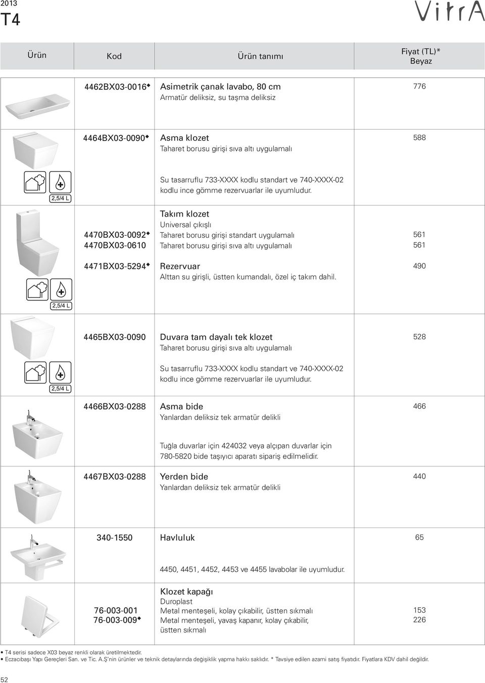 4470BX03-0092 4470BX03-0610 4471BX03-5294 Takım klozet Universal çıkışlı Taharet borusu girişi standart uygulamalı Taharet borusu girişi sıva altı uygulamalı Rezervuar Alttan su girişli, üstten