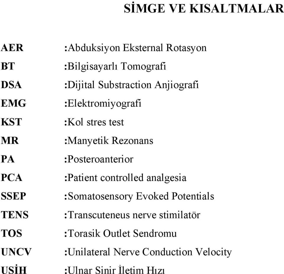 :Manyetik Rezonans :Posteroanterior :Patient controlled analgesia :Somatosensory Evoked Potentials