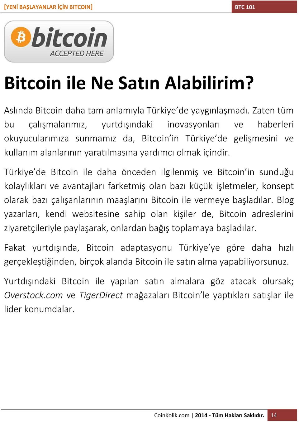 Türkiye de Bitcoin ile daha önceden ilgilenmiş ve Bitcoin in sunduğu kolaylıkları ve avantajları farketmiş olan bazı küçük işletmeler, konsept olarak bazı çalışanlarının maaşlarını Bitcoin ile