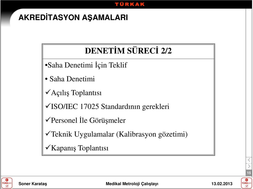 17025 Standardının gerekleri Personel İle Görüşmeler